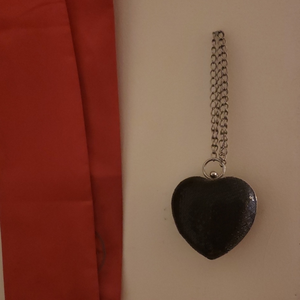 Tiny Black Heart Sequined And Silver Evening Bag. - image 1